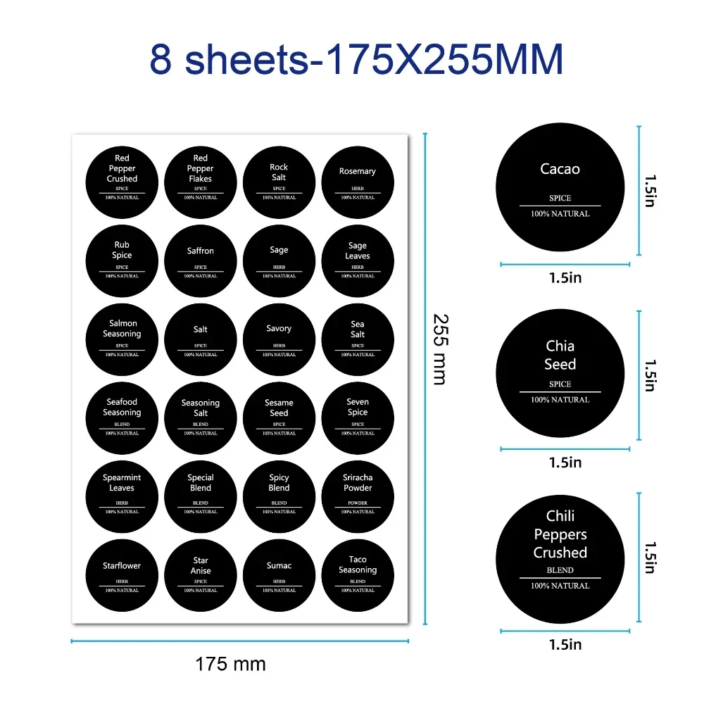 Custom PVC Reusable Spice Can Labels And Food Storage Erasable Chalkboard Stickers Blackboard Pasting Spice Labels