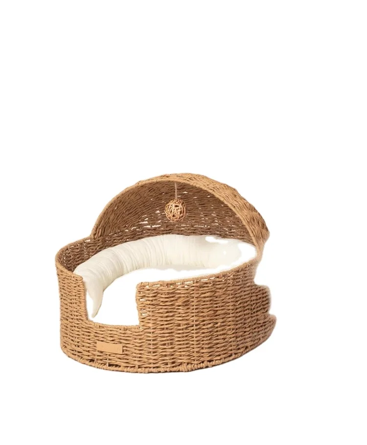 Wholesale Pet Cushion Handmade Wicker  Cat Bed Wicker Simple Design Comfortable Bed For Pet Cat Dog