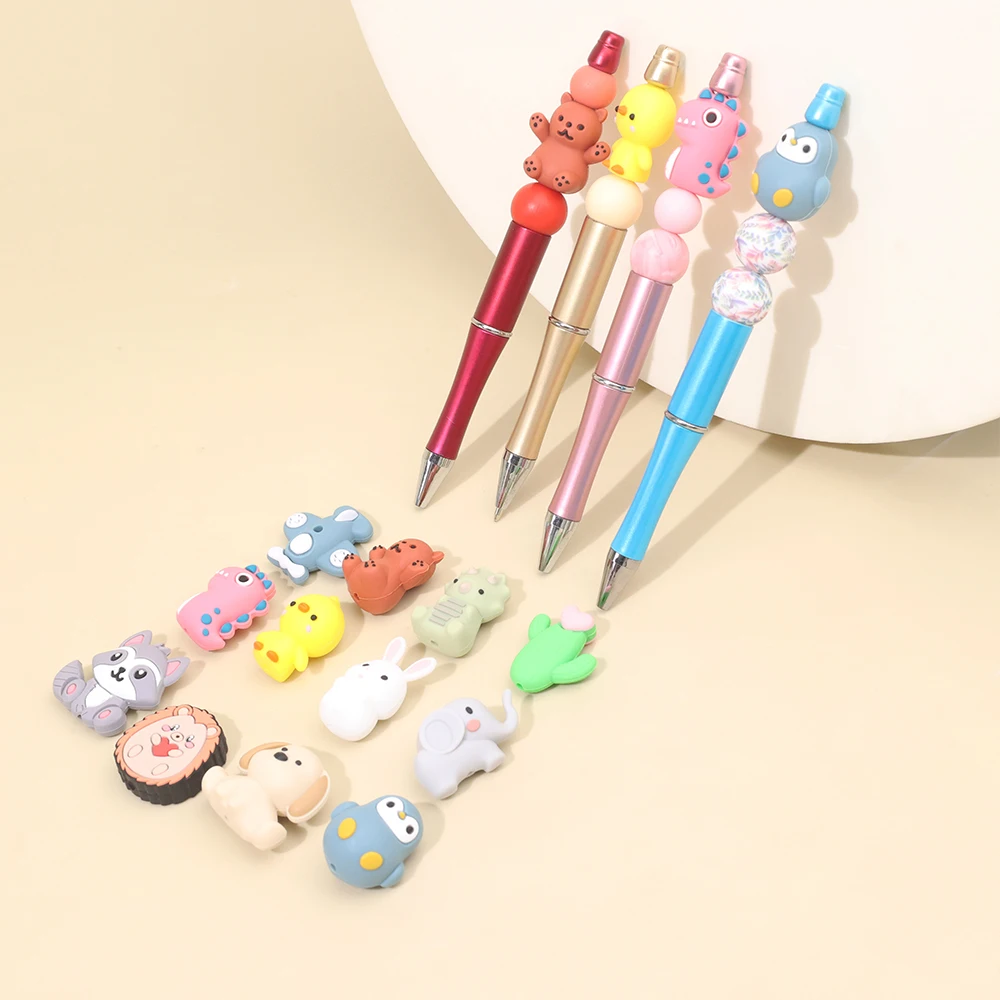 Custom Designer Manufacture Wristlet Keychain Bracelet Silicone Bead Focal Food Grade 3d Silicone Focal Beads Pen