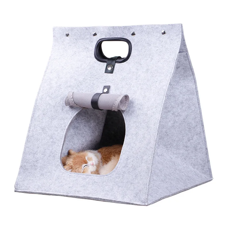 
Новый дизайн 2021, фетровый домик для кошек, портативная складная сумка-переноска для кошек, палатка для домашних животных, кровать, пещера для кошек 