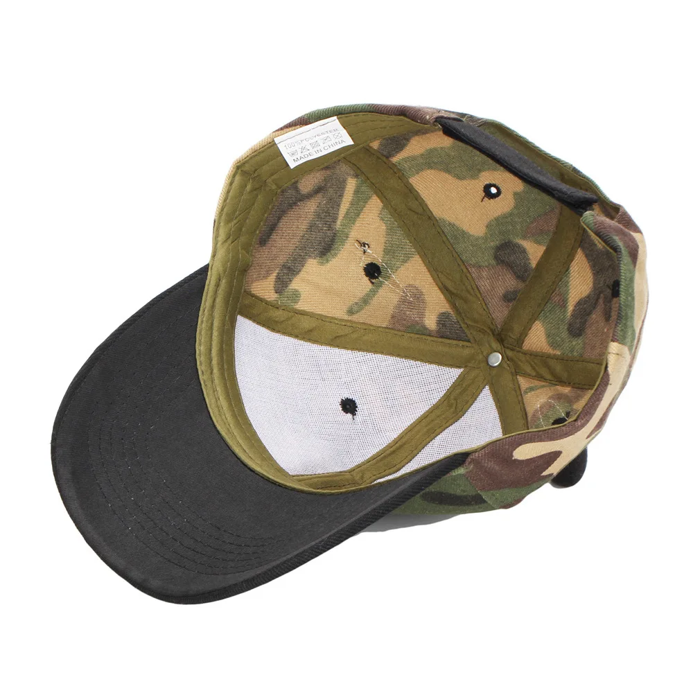 Camouflage stripe Devil Horn Peaked Baseball Cap Hat for Men and Women 6-Panel Solid Color Hip-Hop Truck Driver Hat Unisex