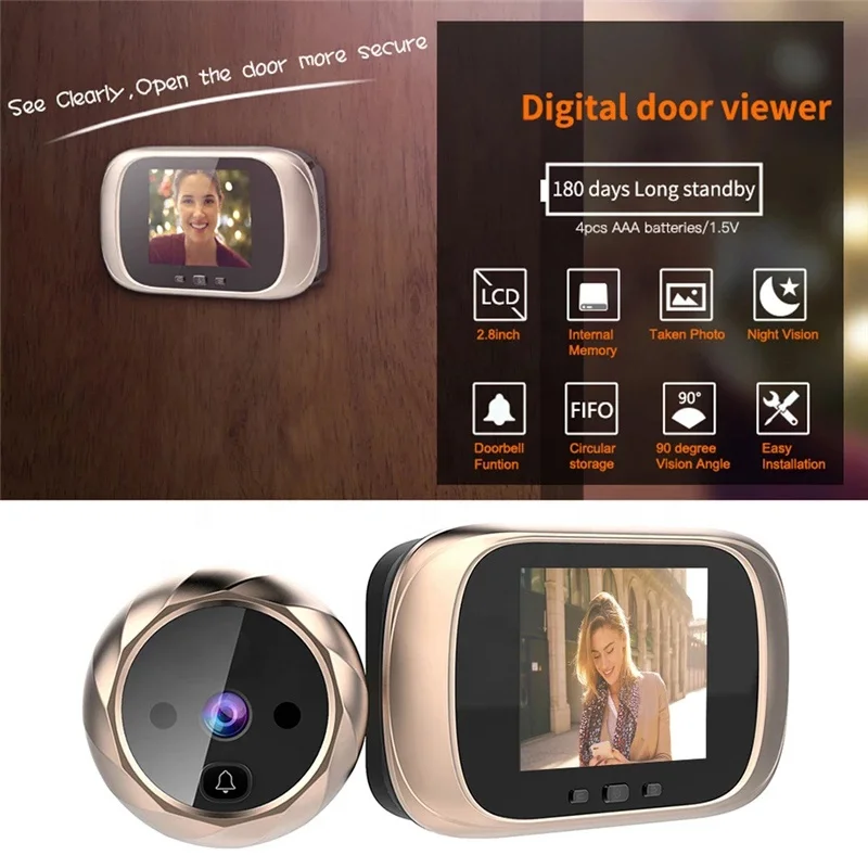 Digital HD Camera Doorbell Video Intercom Night Vision Smart Electronic Peephole Viewer