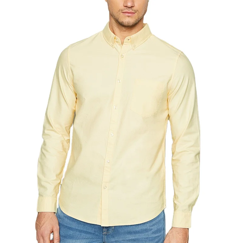 Hot Sell Collared Neck Long Sleeve Mens Oxford Dress Button Down Shirt For Men