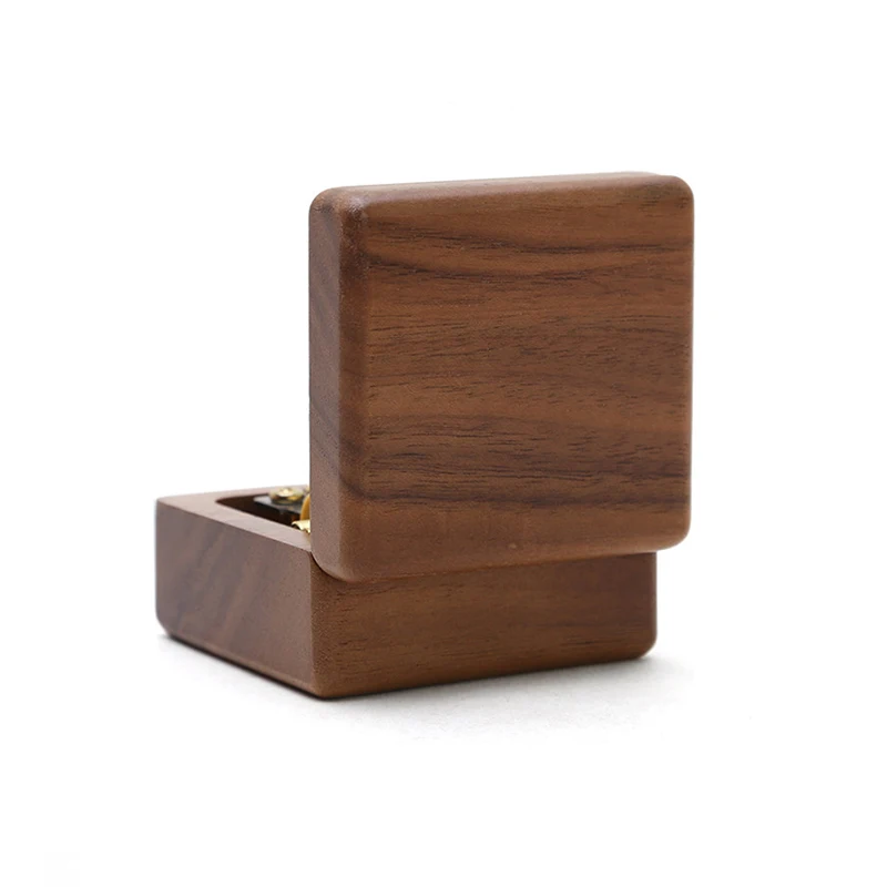 Luxury Girlfriend Gift Wooden Music Box Square Walnut Wood Music Boxes
