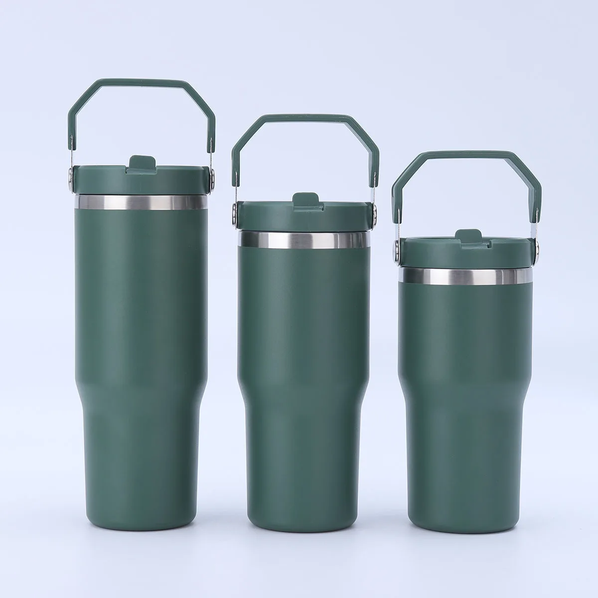 Custom logo 20oz 25oz 30oz solid color stock tumbler with handle top lid double wall stainless steel travel camping tumbler mug
