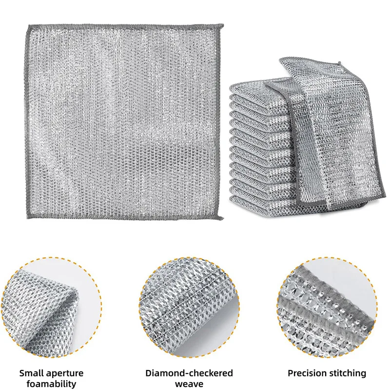 Esun Kitchen Supplies Microfiber Wire Dishcloth Multifunctional Non-Scratch Eco-Friendly and Multipurpose for Dishes