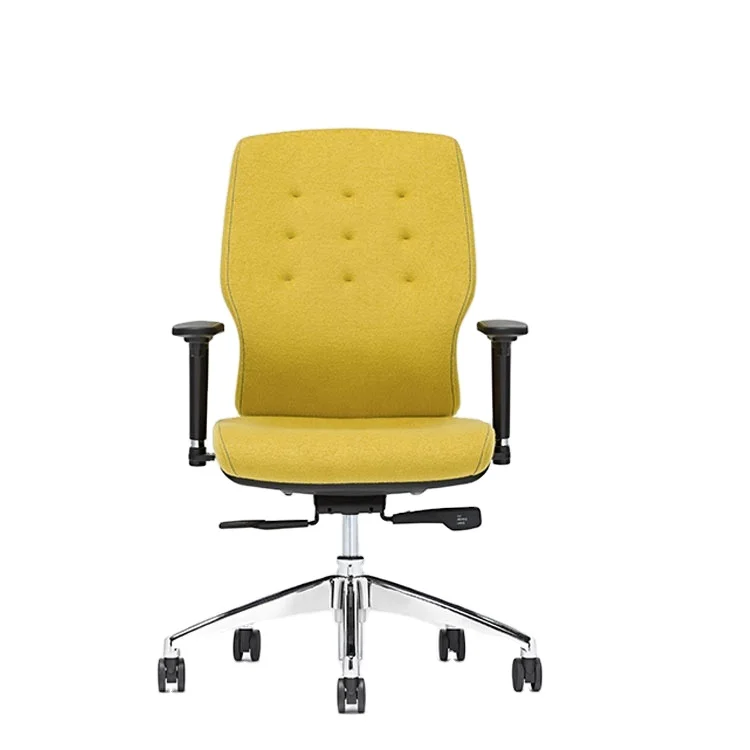 Yellow Color Luxury Ergonomic Leather Computer Office Chair Swivel Fabric Chair Wheels Meeting Task Chair