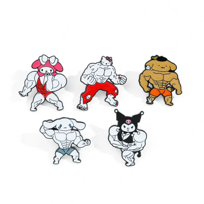 SS 97 Designs Cute Anime Logo Badge Hat Brooch Cartoon Sanrios Kuromi Cinnamoroll Melody Metal Enamel Collar Brooch Pins