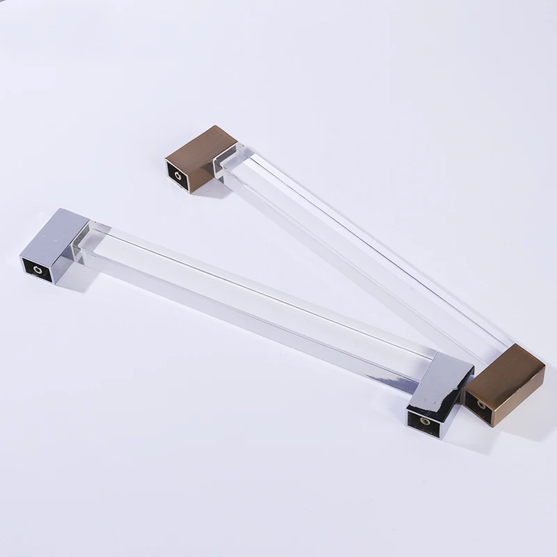 Hoone Transparent Long Furniture Hardware Acrylic Handle Bedroom Wardrobe Drawer Kitchen Cabinet Pulls Handles