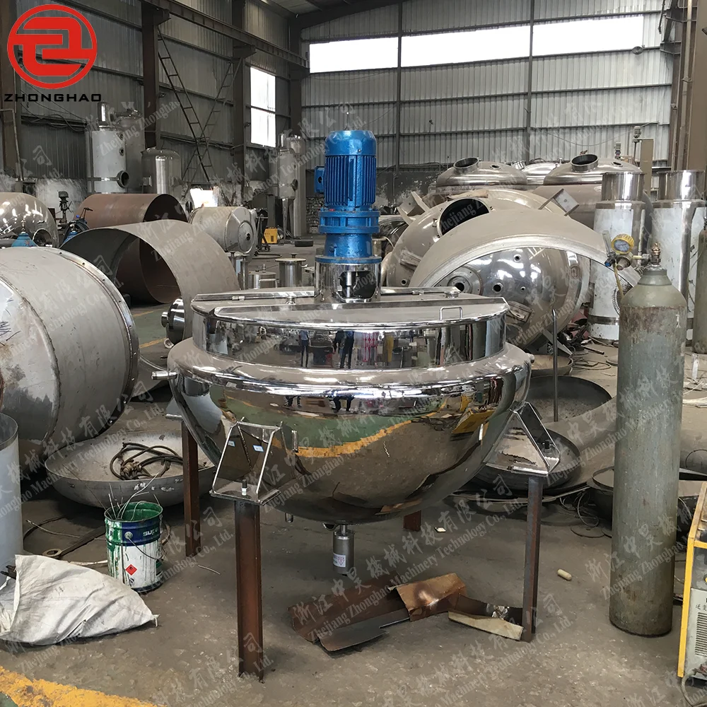 Fixed stainless steel sugar machine interlayer kettle with agitator and safety valve for jam