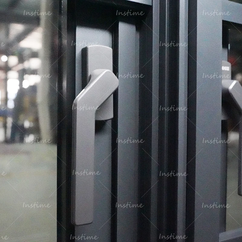 Instime Promotional OEM Golden Supplier Factory Custom Grill Design Tempered Glass Aluminum Vertical Window For Home