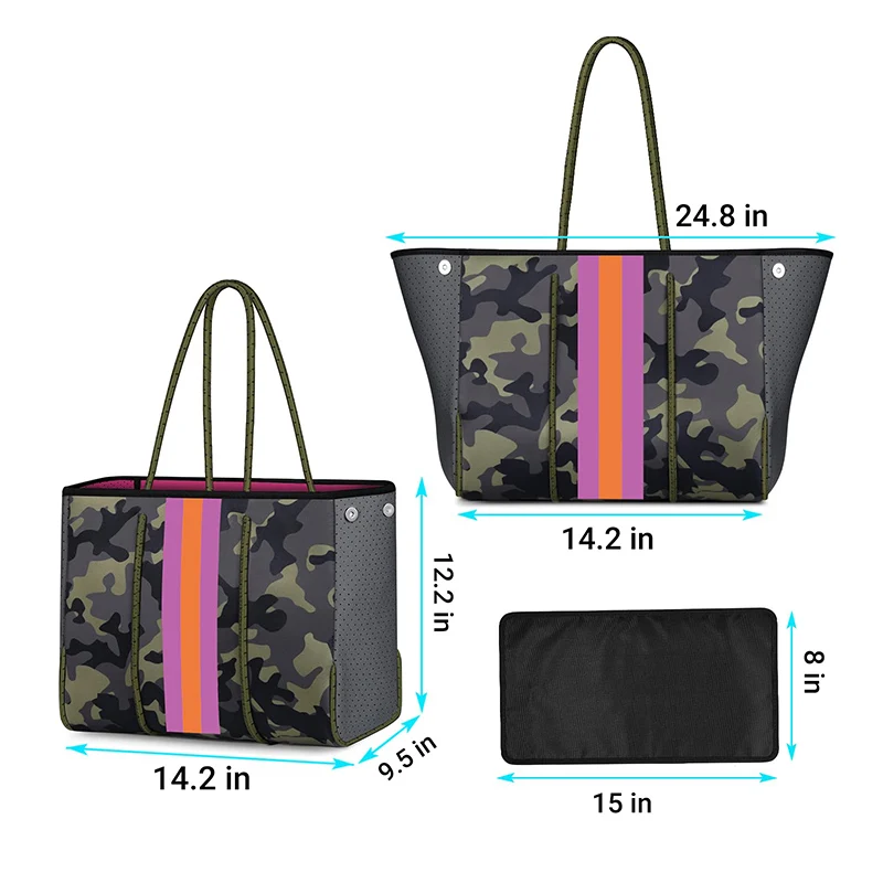 Hot sale Handbag Camouflage Printing Design Neoprene bag Large capacity Shoulder bag Women Beach Tote bag