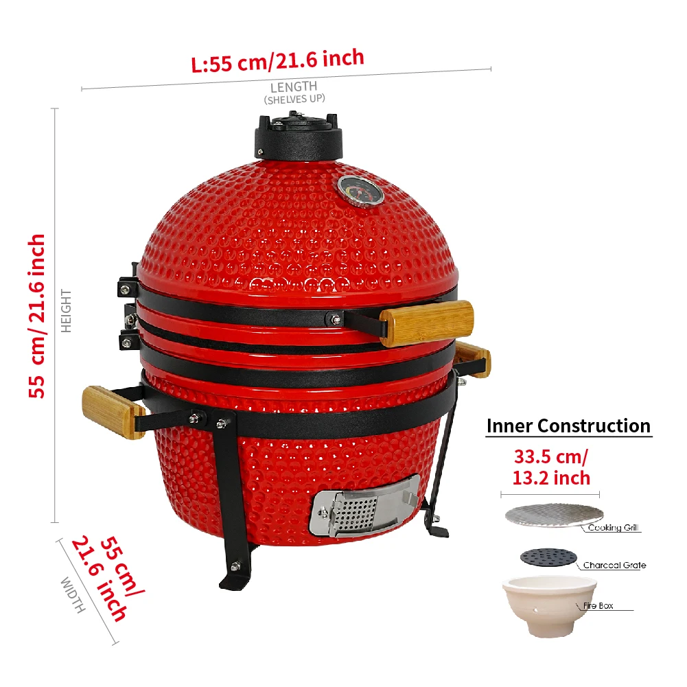 Себ KAMADO 16-дюймовый Красный Портативный угольный гриль тандур печь мини-барбекю керамический камадо барбекю