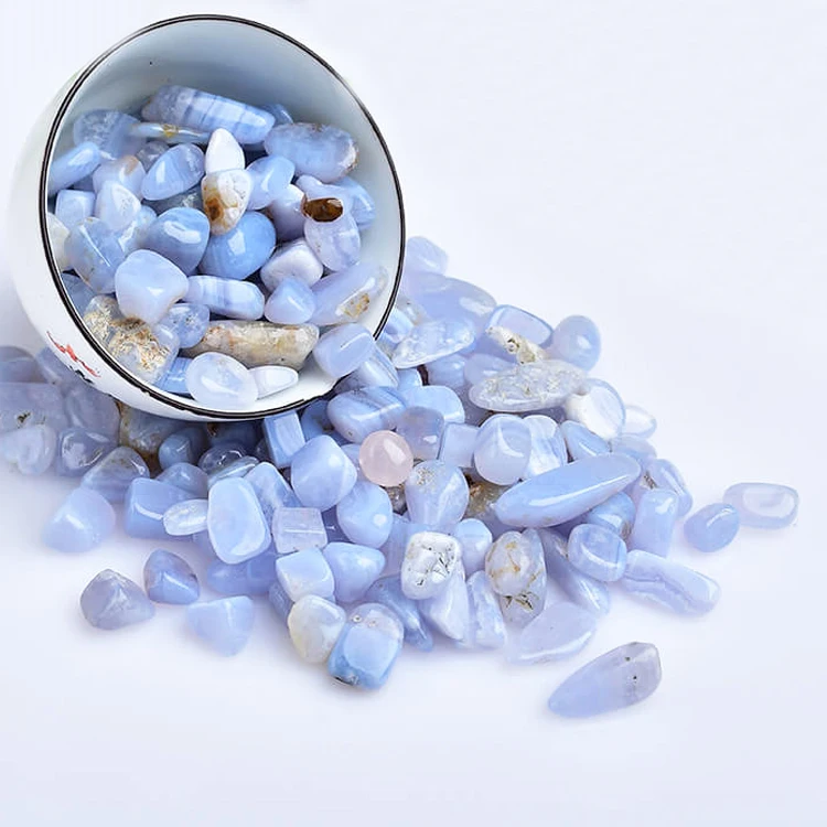 Wholesale Natural Crystal Blue Lace Agate Gravel Polished Tumble Stones Healing For Decoration Home