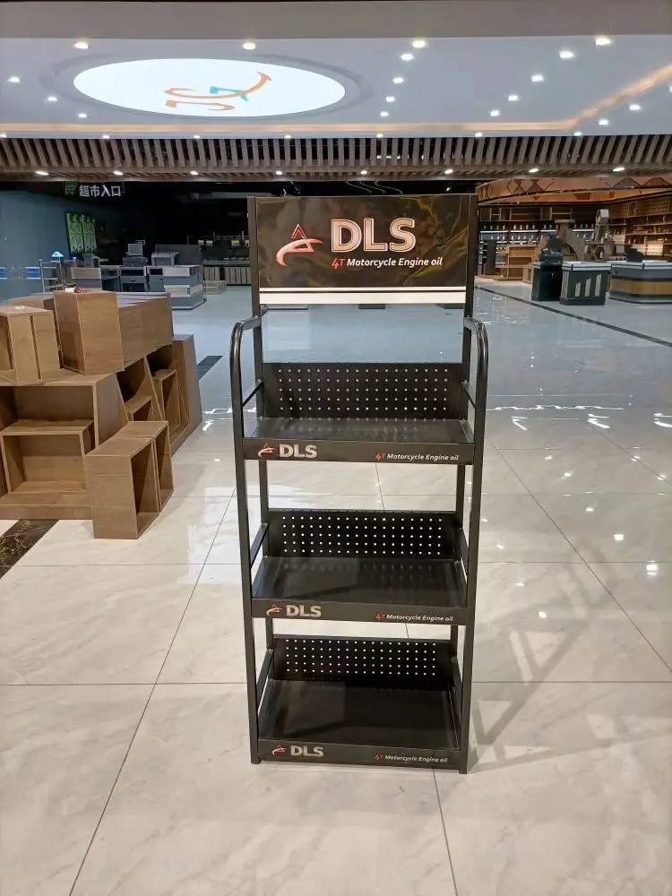 Free Standing Motor Oil,Gas Metal Shelf Car Shop Oil Display Rack