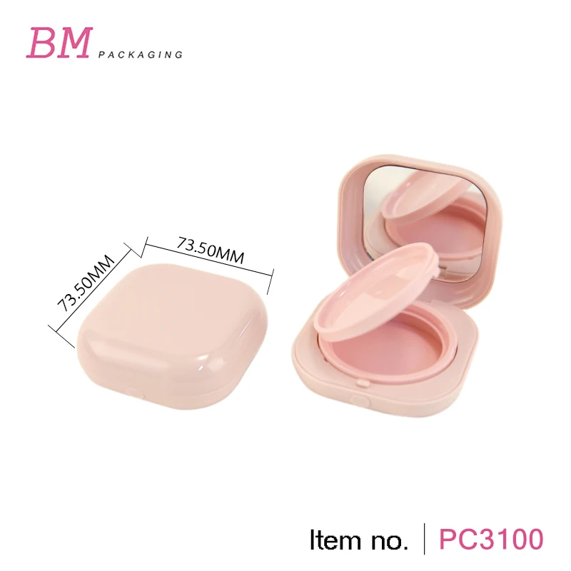 UV coating glossy bb cc cream compact powder case empty square air cushion foundation makeup container