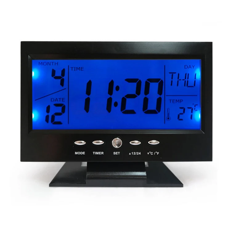 Jumbo LCD Digital Display LED Nightlight Electronic Table Perpetual Calendar Clock