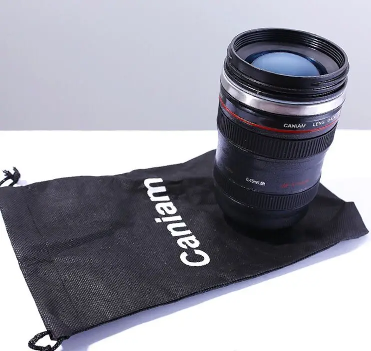 Amazon hot sale eco friendly stainless steel lens coffee cup 400ml DSLR camera lens mug with custom logo