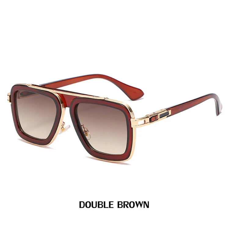 High Quality Square Frame Women Sun Glasses UV400 Brand Design Vintage Pilot Metal Men Shade Sunglasses