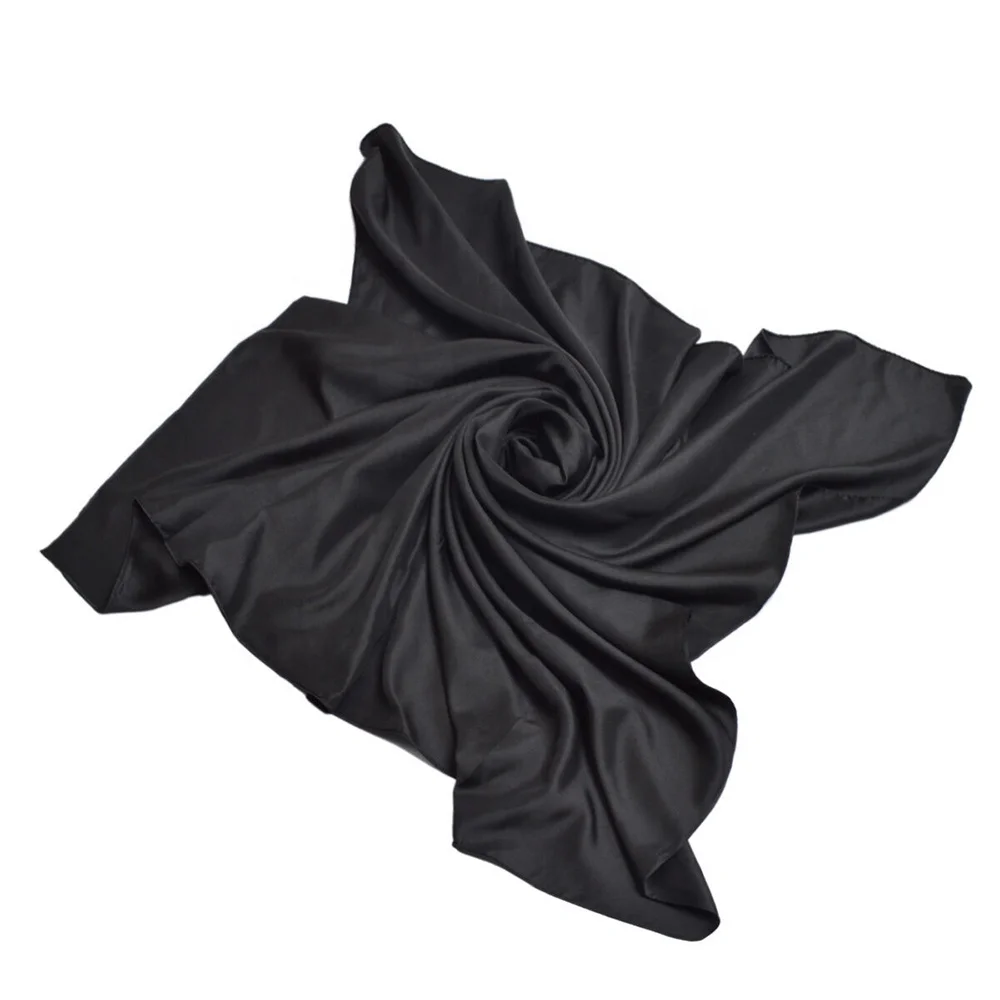 2021 New Design Custom Logo Fashion Blank Scarves Twill Silk 90x90 Solid Color Scarf Women