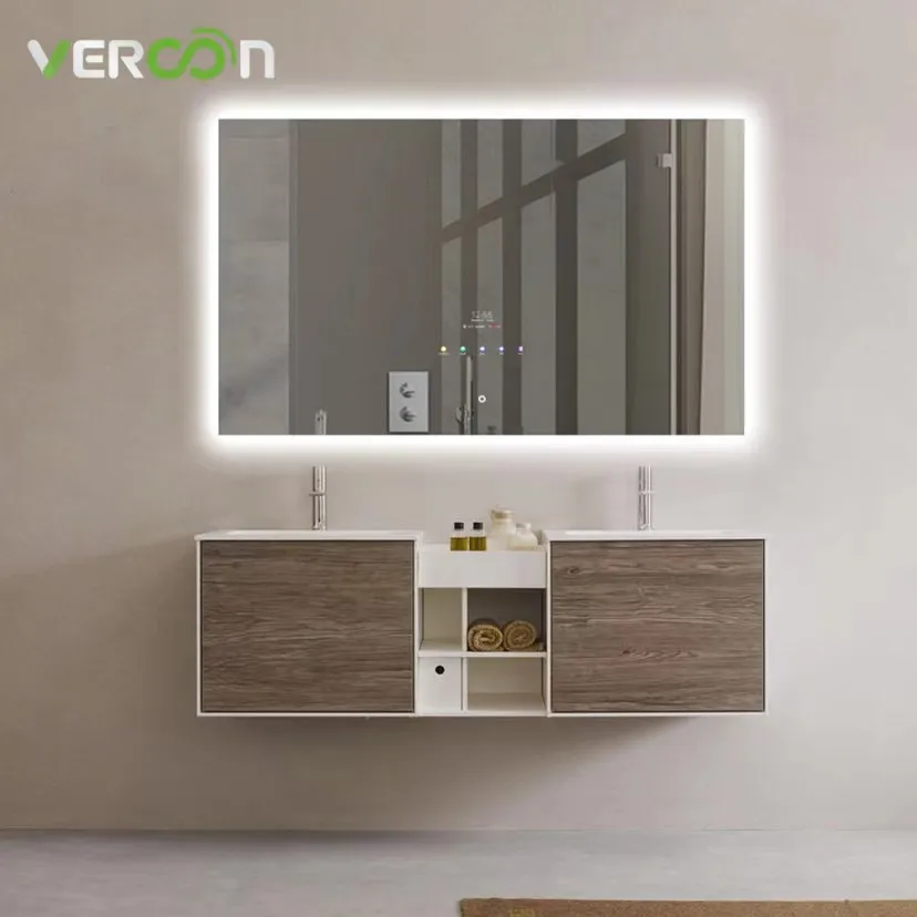 Vercon  back-lit bathroom mirror TV 1200*800mm illuminated TV mirror water-proof  smart mirror  Android 21.5inch touchscreen
