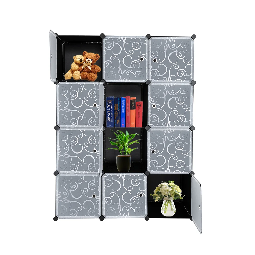 China Supplier Cube Storage 12-Cubes Storage Shelves Plastic Book Clothes Diy Closet Organizer