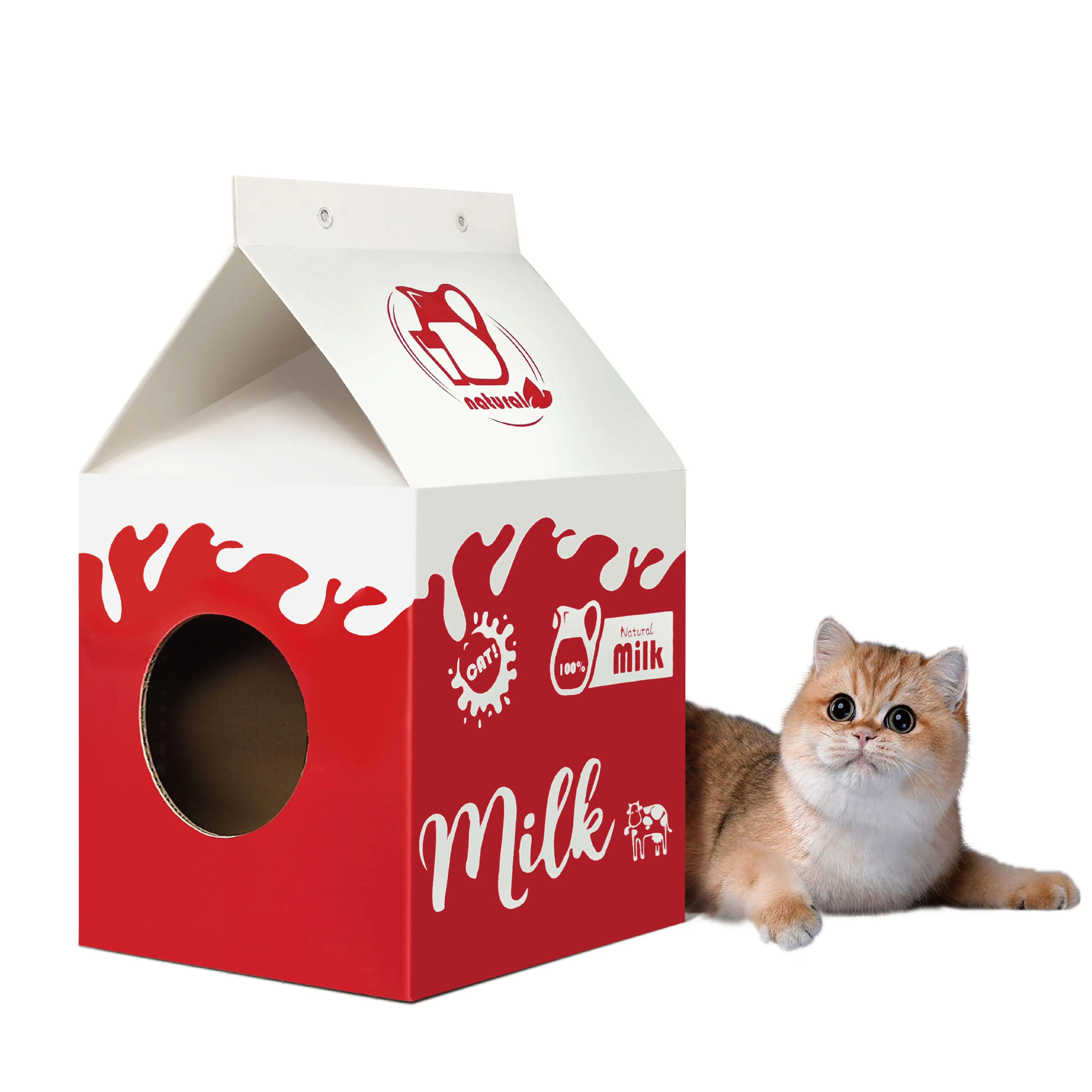 New Design Milk Box Shape Cat Scratching House Bed Pet Cages Portable Cat House For Pet