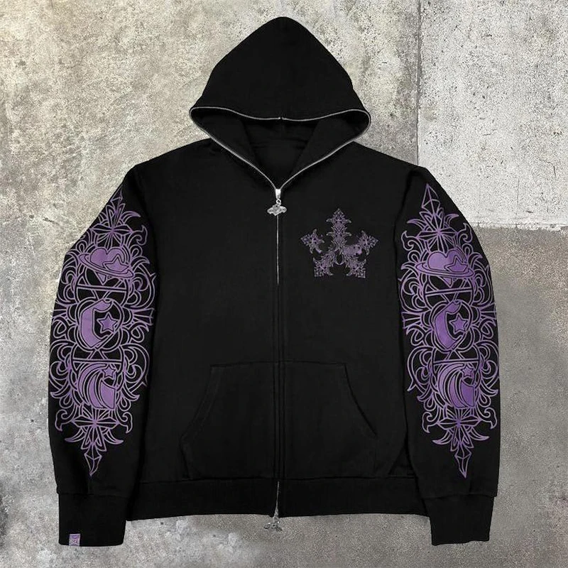 Fashion Style Custom Printing Full Face Zip Hoodie 100% Cotton Oversized Casual Full Zip Up Hoodie for men