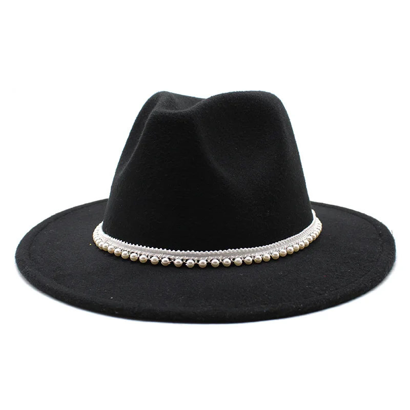 new winter burgundy fedora hats women wholesale felt hats ladies custom made wool felt wide brim fedora hat with pearls