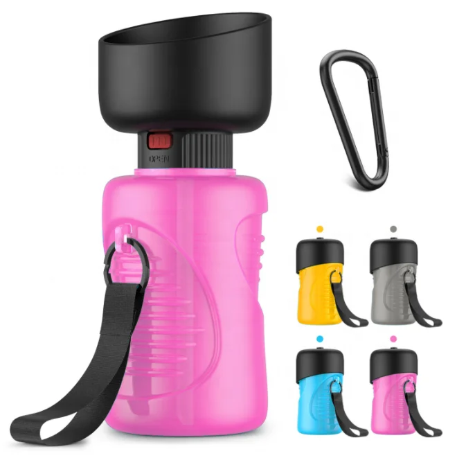 Eco-friendly Silicone Material Travel Squeez Multifunction Outdoor Portable Pet Dog Water Bottle With Carabiner
