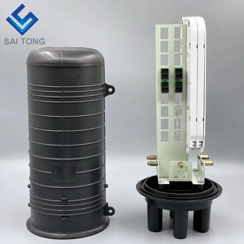 1 inlet 4 outlet Heat shrinkable sealing 1x2 4 8 16 32 64 PLC Splitter Type FTTH Dome Vertical outdoor fiber optic joint closure