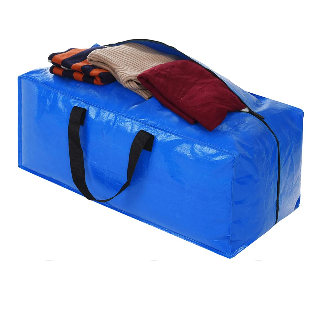 Heavy Duty Extra Large Storage Bags, Blue Moving Bags Totes with Zippers for Clothing Blanket Storage
