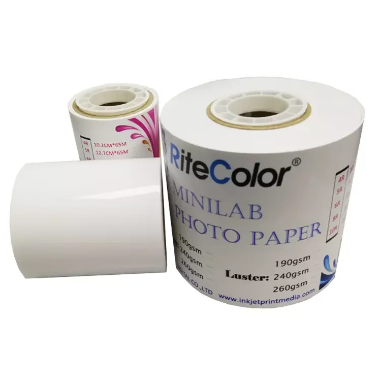 Dry minilab Inkjet rc glossy minilab photo paper for fuji DX100