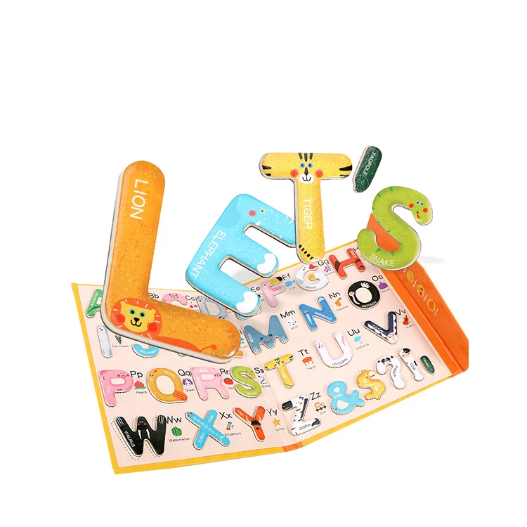 Магнитные буквы английского алфавита Обучающие наклейки книга игра игрушки для детей раннее образование