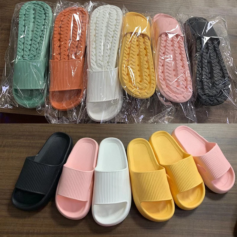 2022 Women Thick Platform Slippers Summer Beach Eva Soft Sole Slide Sandals Leisure Men Ladies Indoor Bathroom Anti-slip Shoes