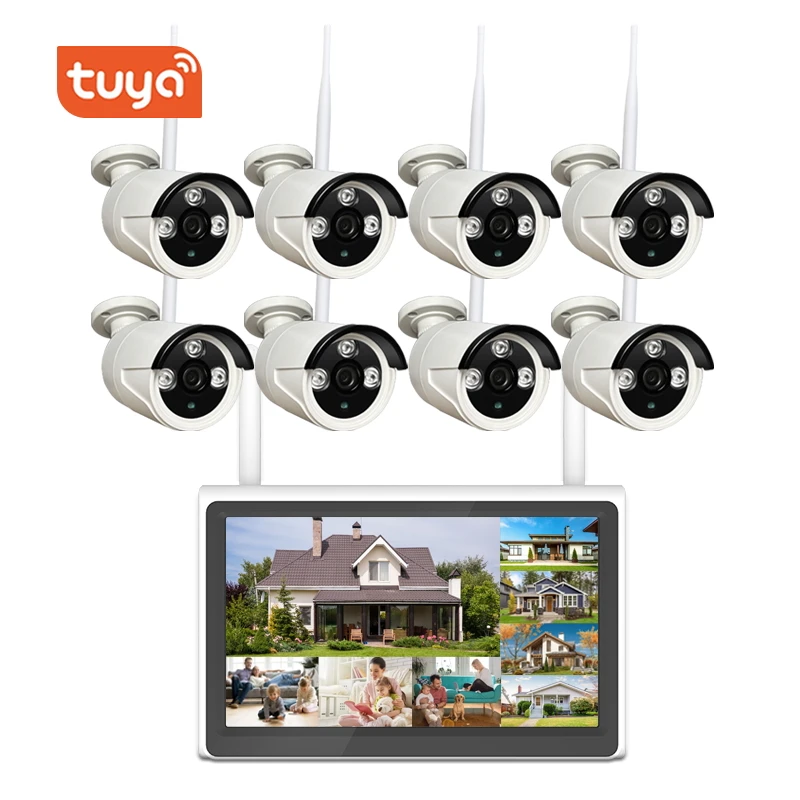 Tuya 8CH Home Security Camera System Wireless Nvr Kit Home Outdoor Cctv Camera