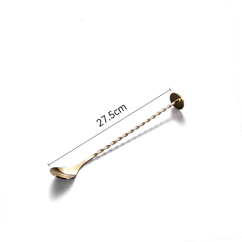 Custom Color Stainless Steel Milk tea coffee spoon Cocktail Mixer stick Ice Spoon with fork Bar Spoon