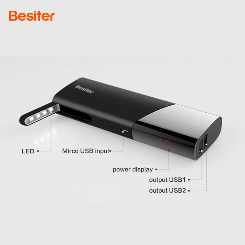 Тряски power bank показывают состояние питания в любое время мода цифровой дисплей со светодиодной подсветкой usb 10000 мА/ч Белый портативные зарядные устройства