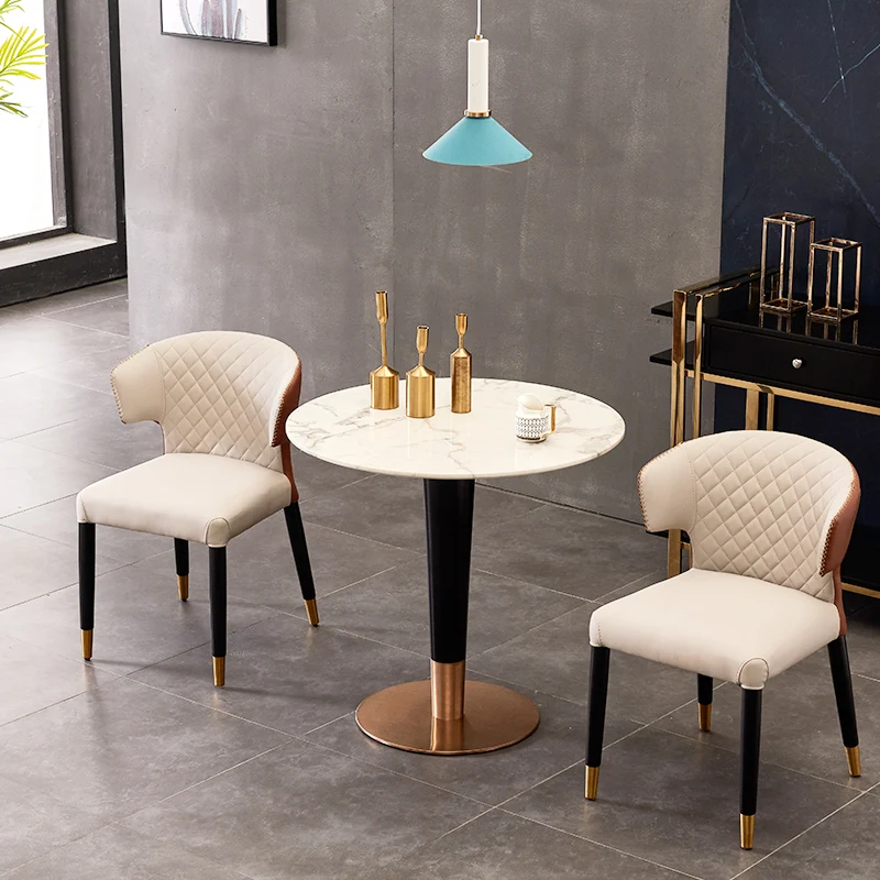 Light luxury marble small round table negotiation table leisure balcony Internet celebrity cafe milk tea shop reception rock boa