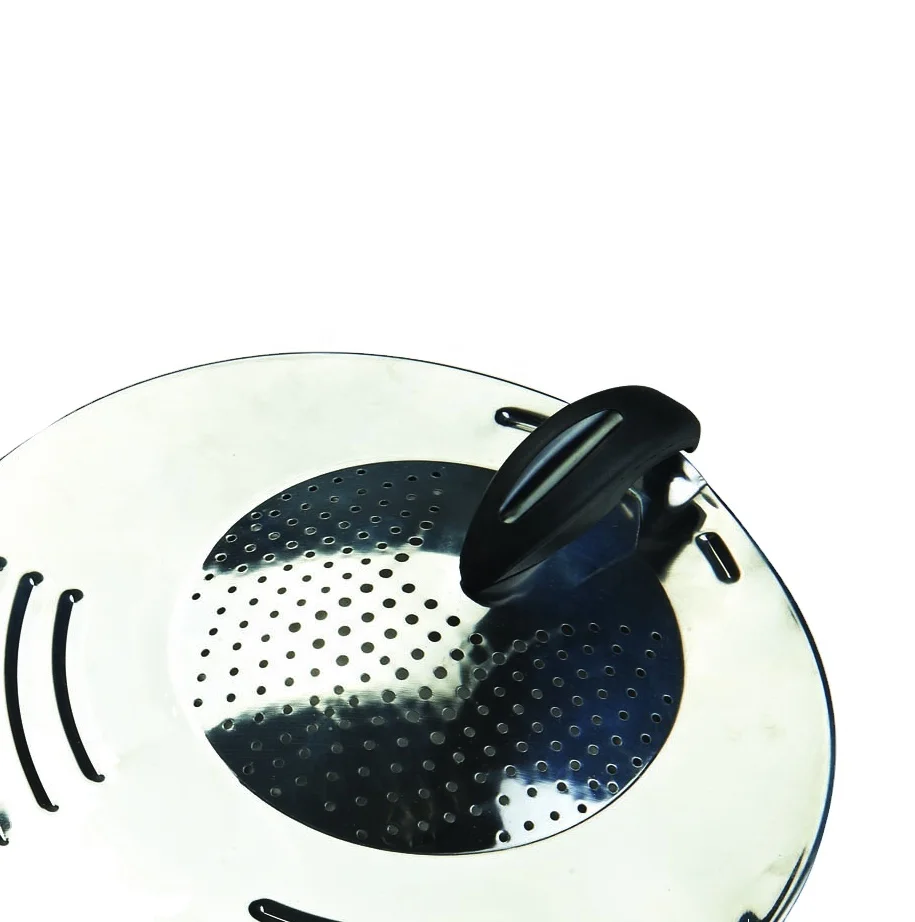 
430 Stainless Steel Anti Splash Frying Pan Universal Lid Fit 24cm 26cm28cm 30cm Pans and Spots 