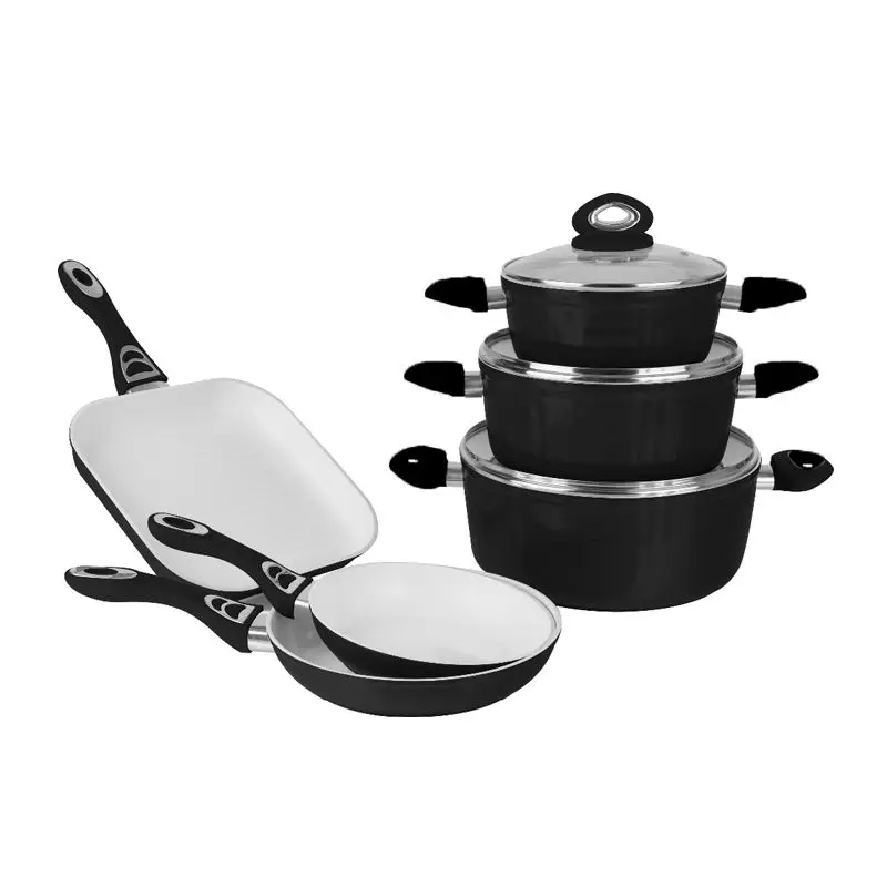 Household kitchen five-color non stick pot copper pot cooker set