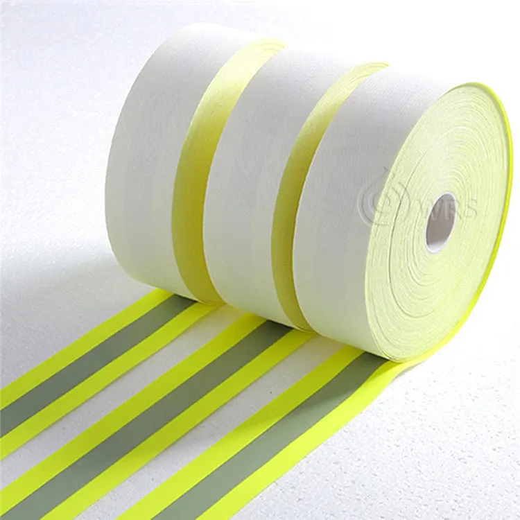 fluorescent yellow green reflective tape for firefighter clothing 100% cotton reflective flame retardant belt