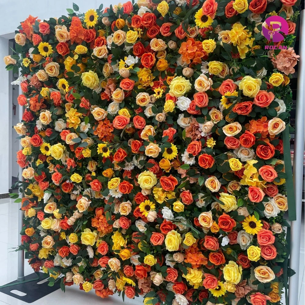 Autumn Flower Wall Colorful Yellow Flower Wall for Fall Decoration Flower Backdrop party decorations