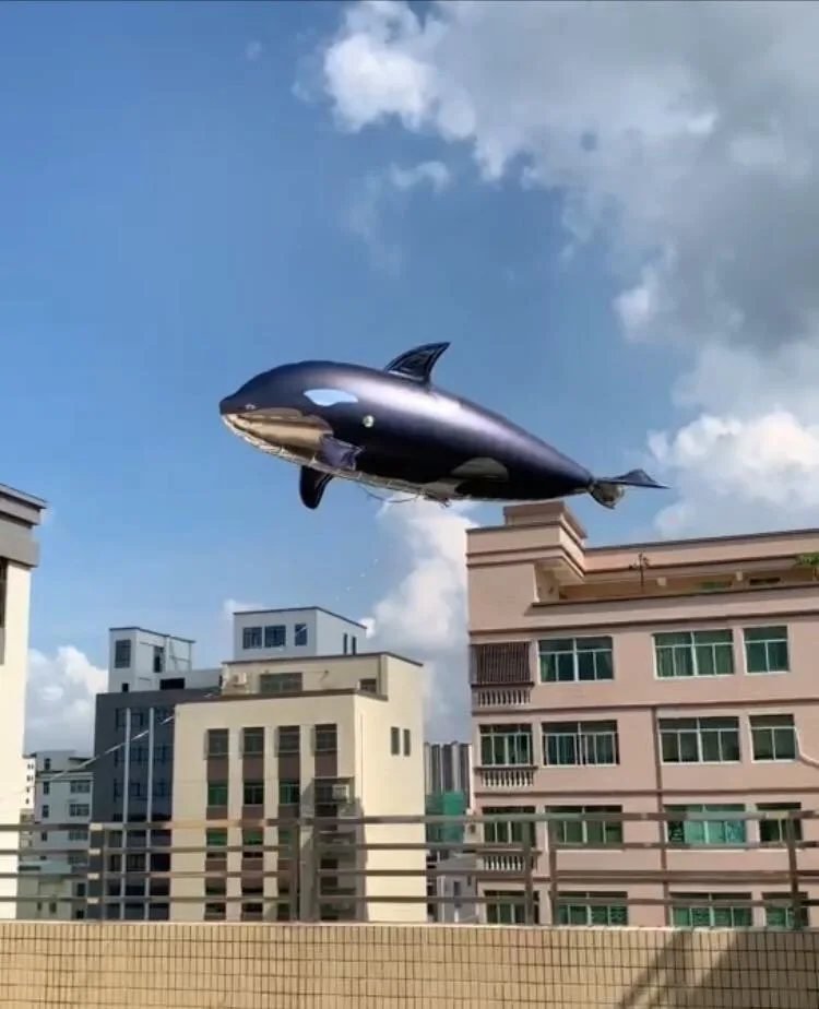 Party Decoration customized dolphin Shape Inflatable Flying Balloon With Remote Control