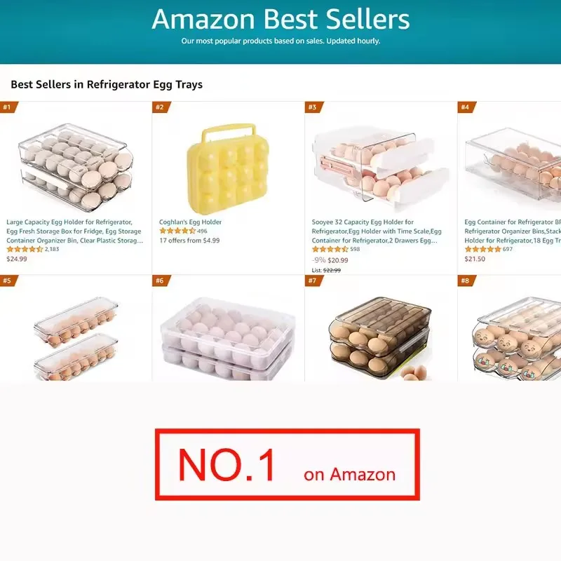hot selling products  Large capacity egg holder for refrigerator multi-layer egg storage box self-rolling egg storage container