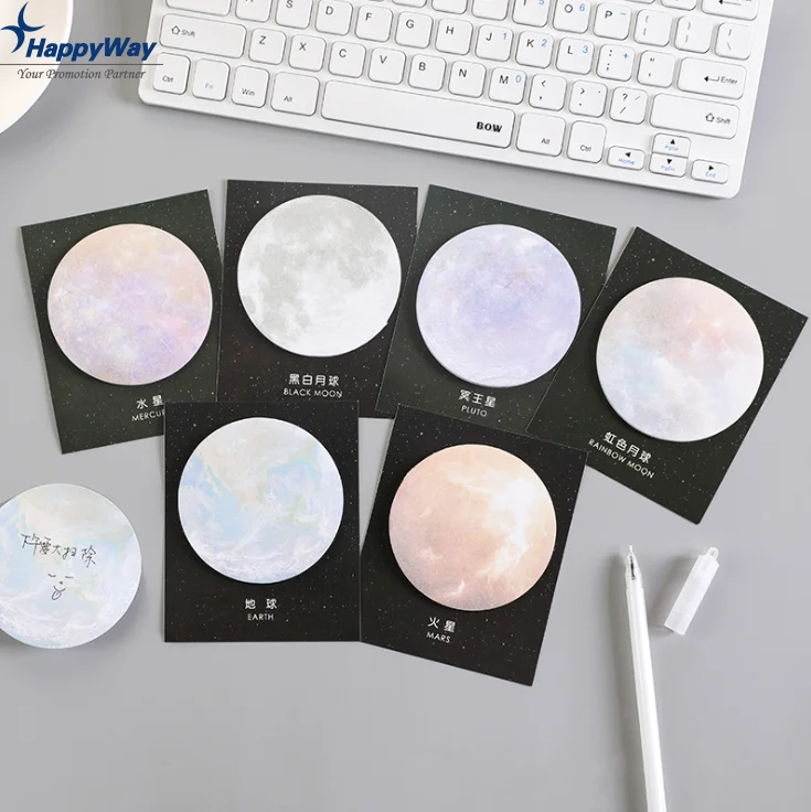 Novelty Planets Design Sticky Notes Different Round Designs Sticky Note Pad Moon