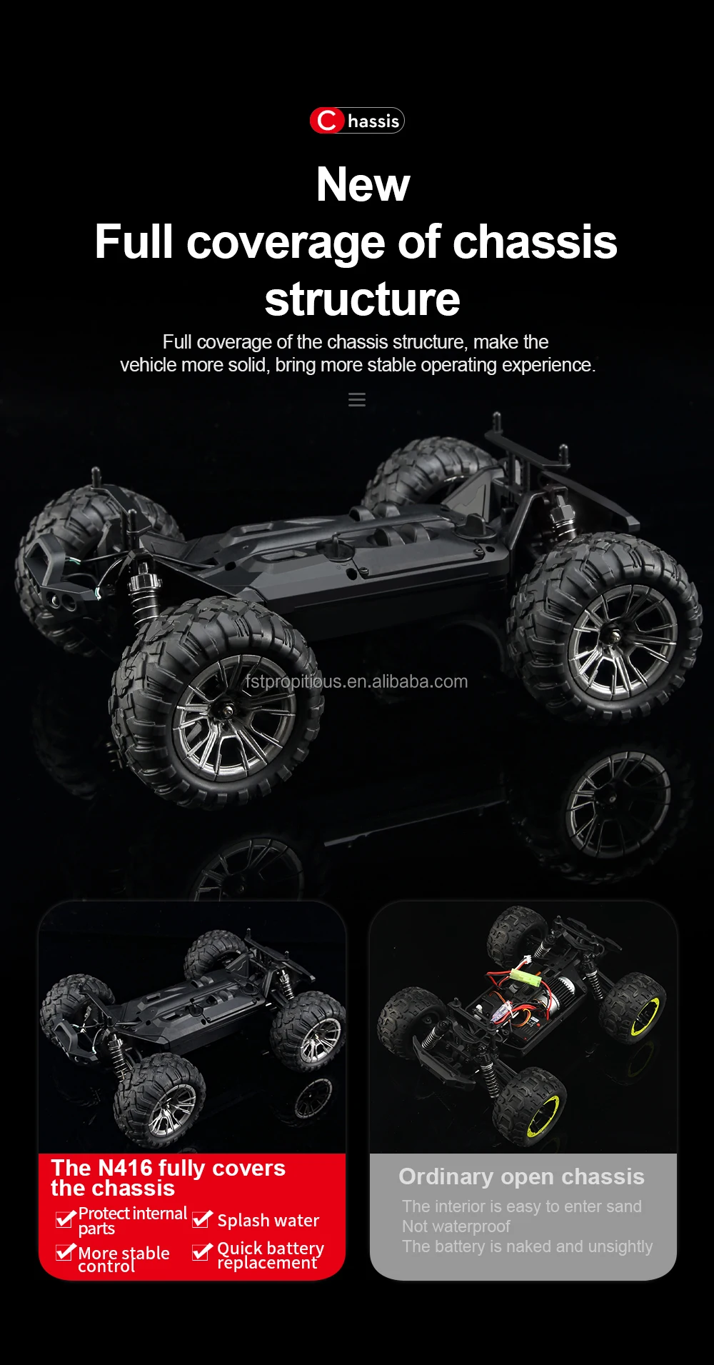 KF11 RC Cars 1:16 Scale 33KM/H High Speed RC Stunt Trucks 4WD Remote Control Car, 2.4GHz All Terrain Toy Trucks,Vehicle Toys Car
