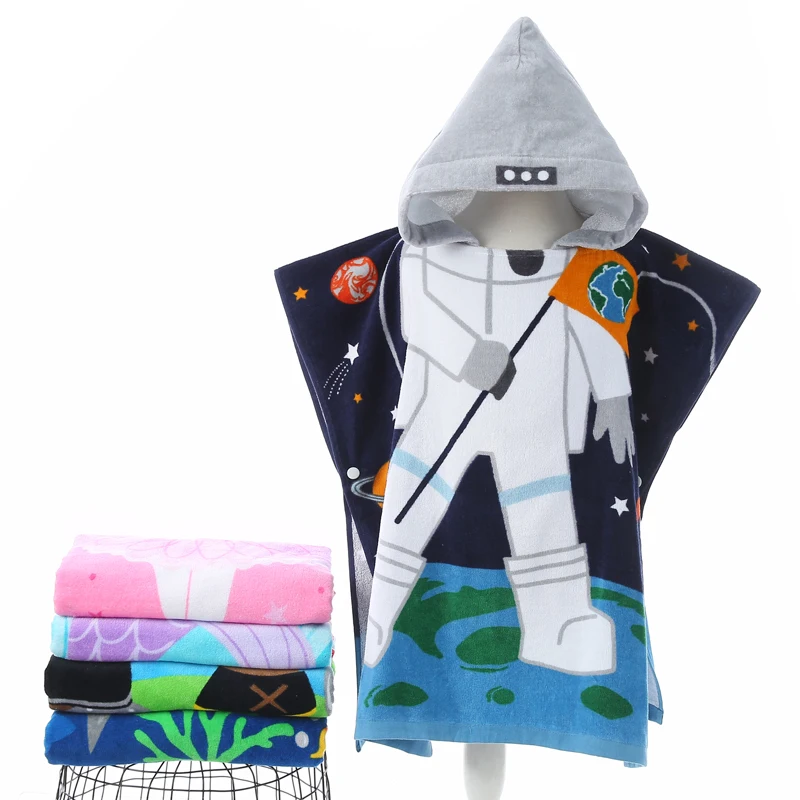 Hot sale kids hooded beach towel poncho for promotion gifts