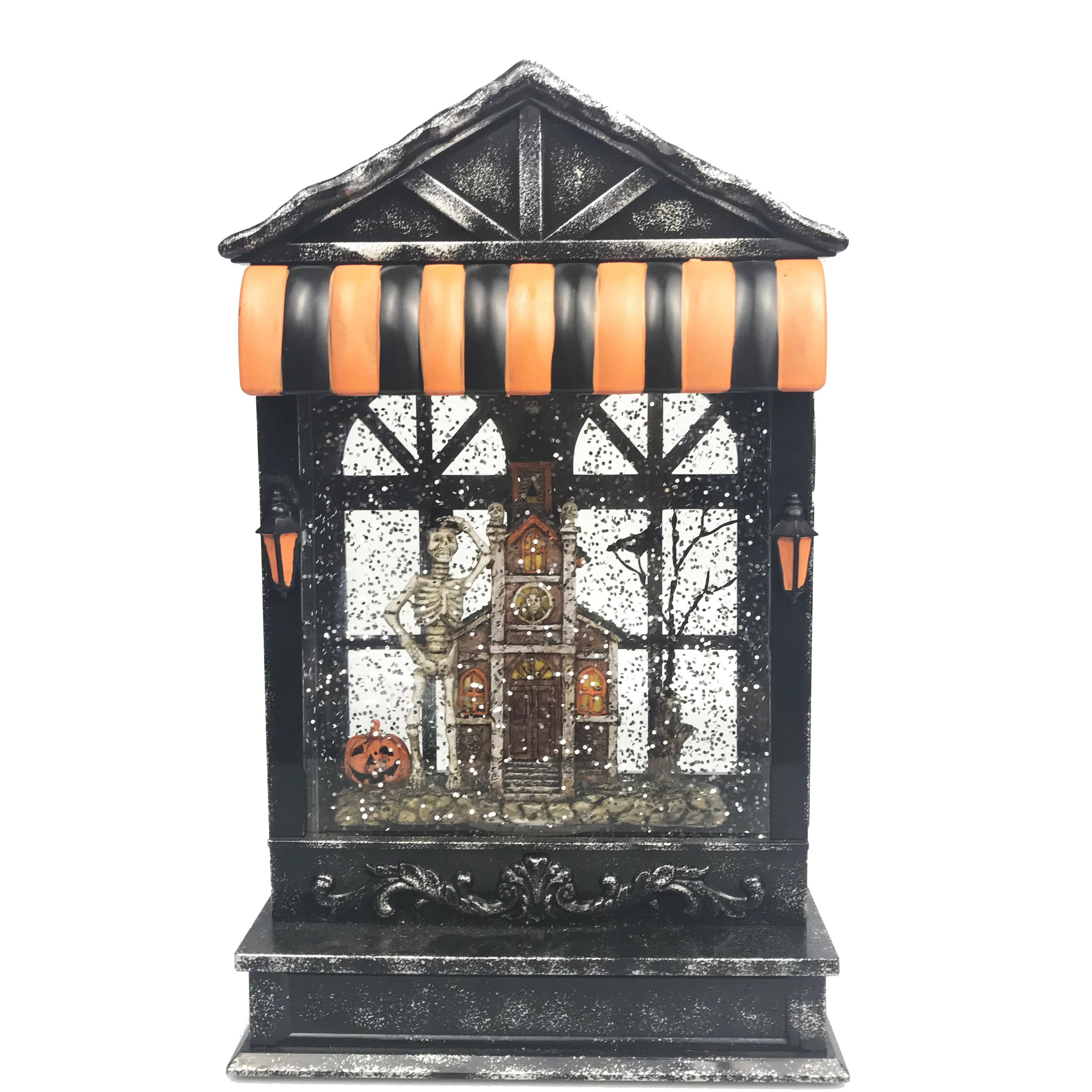 battery operated halloween lantern Glittering skull cheap plastic snow globe custom plastic snow globe souvenir