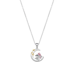 Slovehoony 925 Sterling Silver Crescent Moon Star Necklace Mushroom Locket Faith And Hope Necklace Jewellery